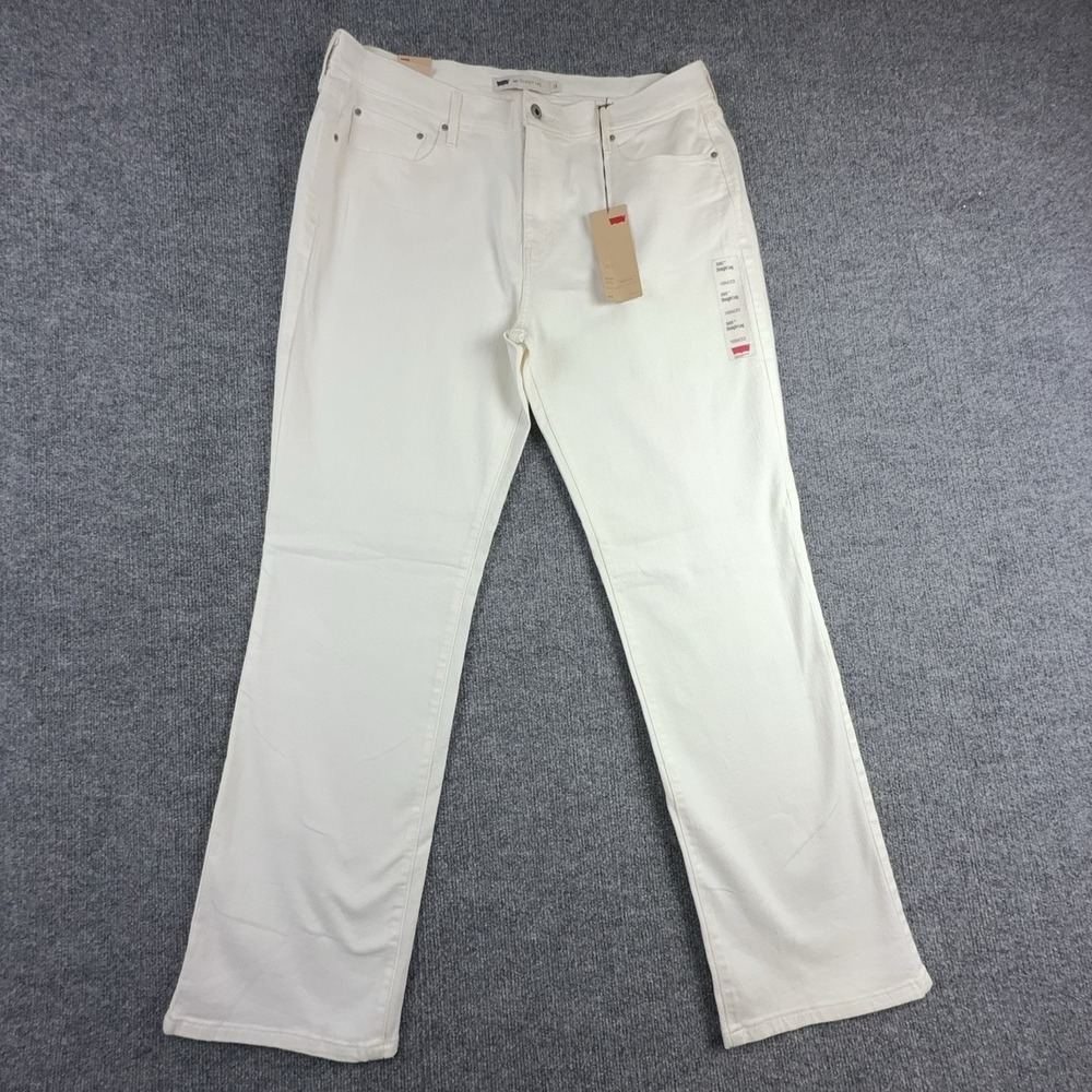 Levis 505 Jeans Womens 16 White Regular Fit Straight Leg Stretch Denim Pants